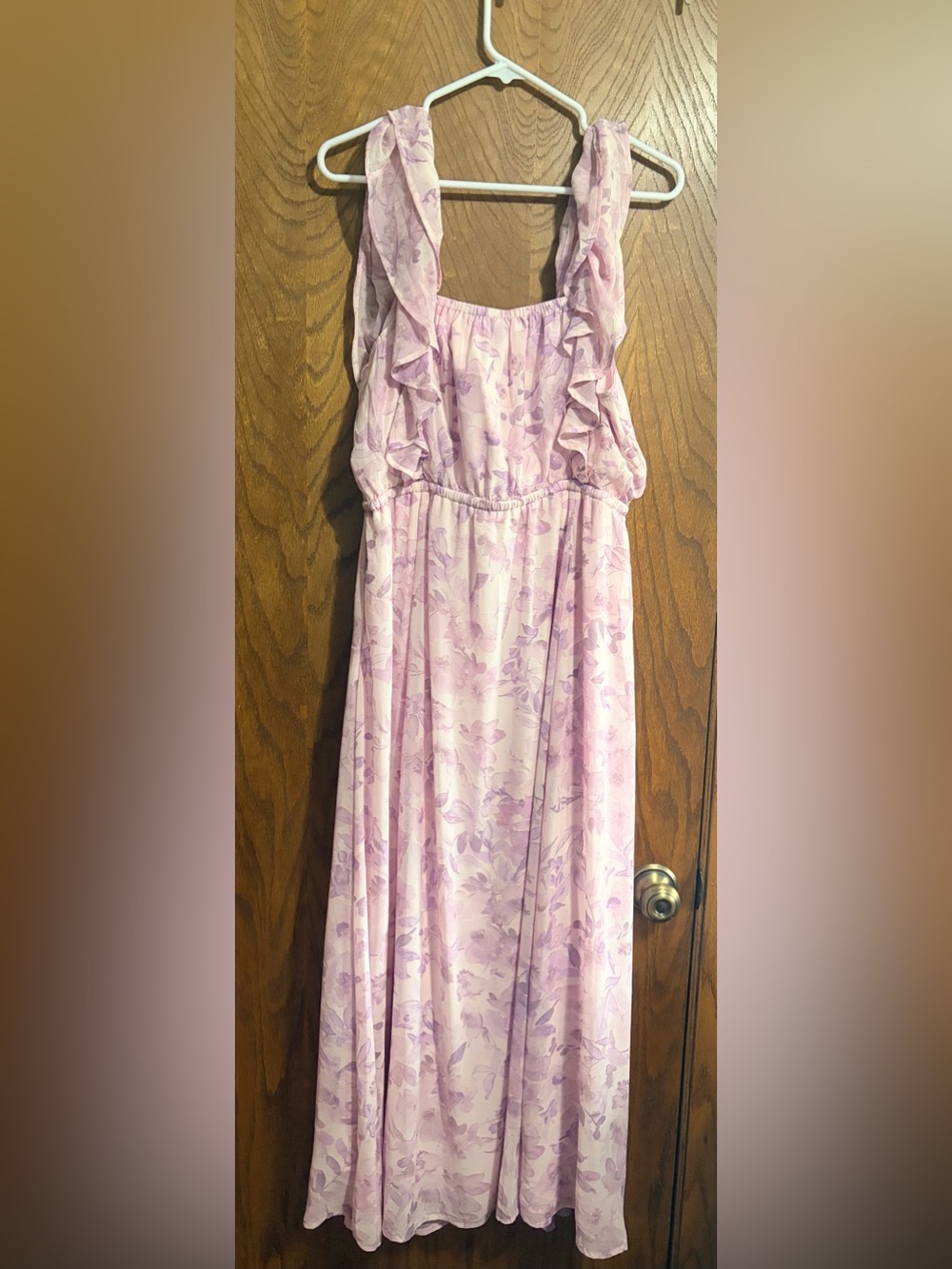 Torrid 0X Ruffle Chiffon Maxi dress pink floral nwt - Picture 6 of 7